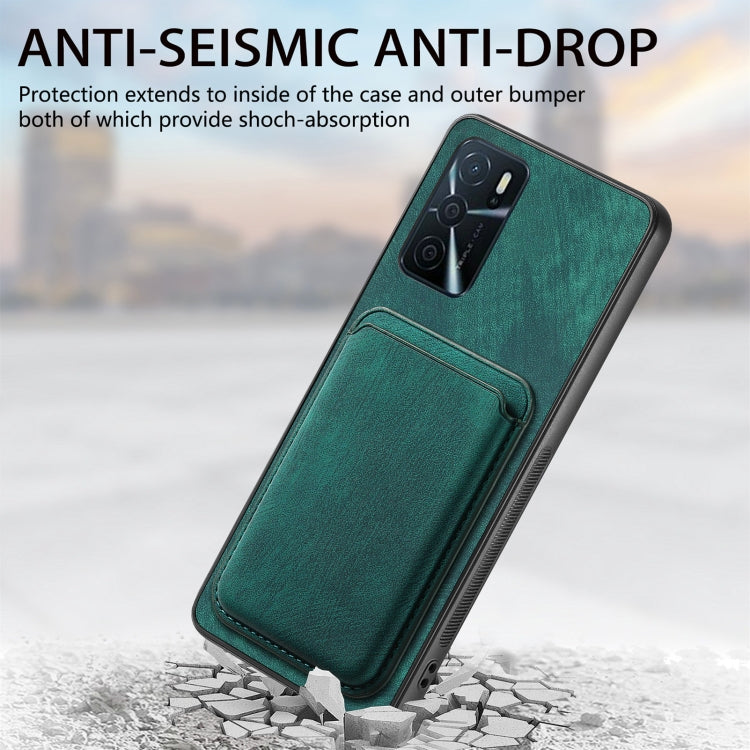 For OPPO Reno7 5G Retro Leather Card Bag Magnetic Phone Case(Green) - free shipping - PMC TechLife - Order now!