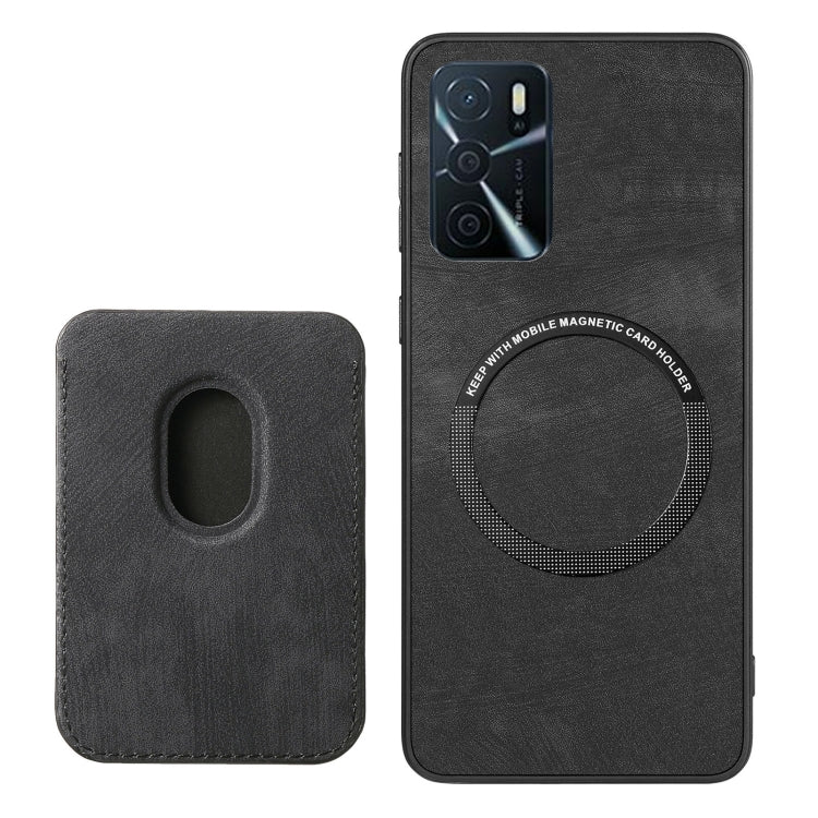 For OPPO A16K Retro Leather Card Bag Magnetic Phone Case(Black) - OPPO Cases by PMC TechLife | Online Shopping South Africa | PMC TechLife | Buy Now Pay Later Mobicred