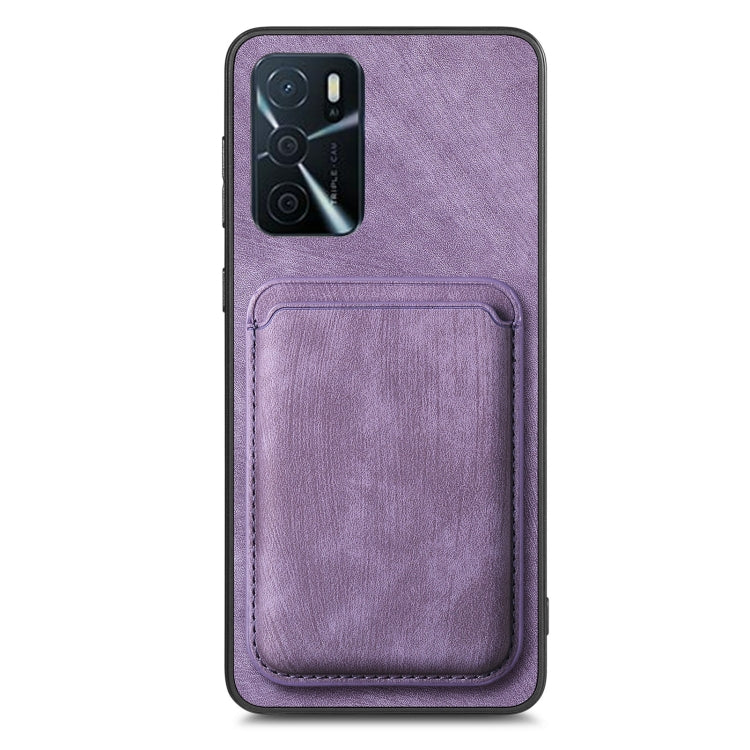 For OPPO A16 Retro Leather Card Bag Magnetic Phone Case(Purple) - OPPO Cases by PMC TechLife | Online Shopping South Africa | PMC TechLife | Buy Now Pay Later Mobicred