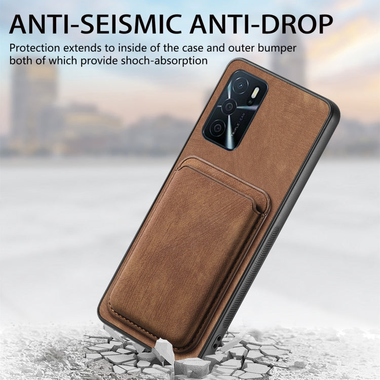 For OPPO F19 Retro Leather Card Bag Magnetic Phone Case(Brown) - OPPO Cases by PMC Jewellery | Online Shopping South Africa | PMC Jewellery | Buy Now Pay Later Mobicred