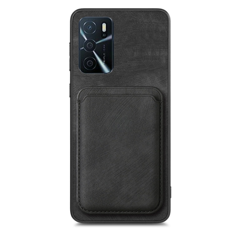 For OPPO F19 Pro+ Retro Leather Card Bag Magnetic Phone Case(Black) - OPPO Cases by PMC Jewellery | Online Shopping South Africa | PMC Jewellery | Buy Now Pay Later Mobicred