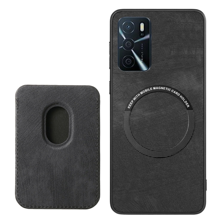 For OPPO F19 Pro Retro Leather Card Bag Magnetic Phone Case(Black) - OPPO Cases by PMC Jewellery | Online Shopping South Africa | PMC Jewellery | Buy Now Pay Later Mobicred