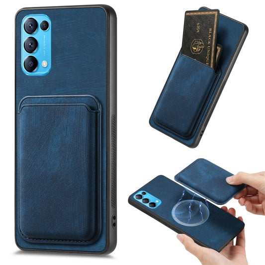 For OPPO Reno5 5G Retro Leather Card Bag Magnetic Phone Case(Blue) - OPPO Cases by PMC Jewellery | Online Shopping South Africa | PMC Jewellery | Buy Now Pay Later Mobicred