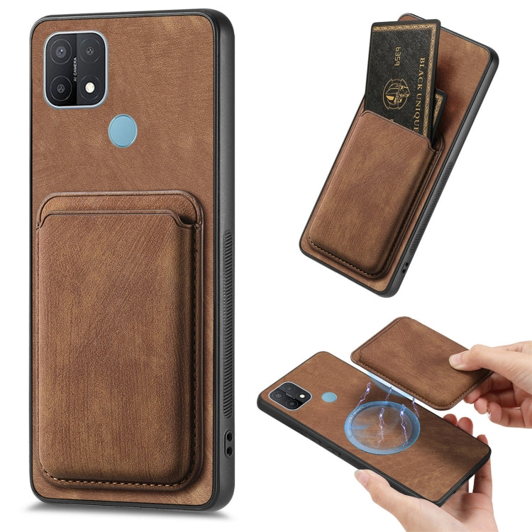 For OPPO A15 Retro Leather Card Bag Magnetic Phone Case(Brown) - OPPO Cases by PMC TechLife | Online Shopping South Africa | PMC TechLife | Buy Now Pay Later Mobicred
