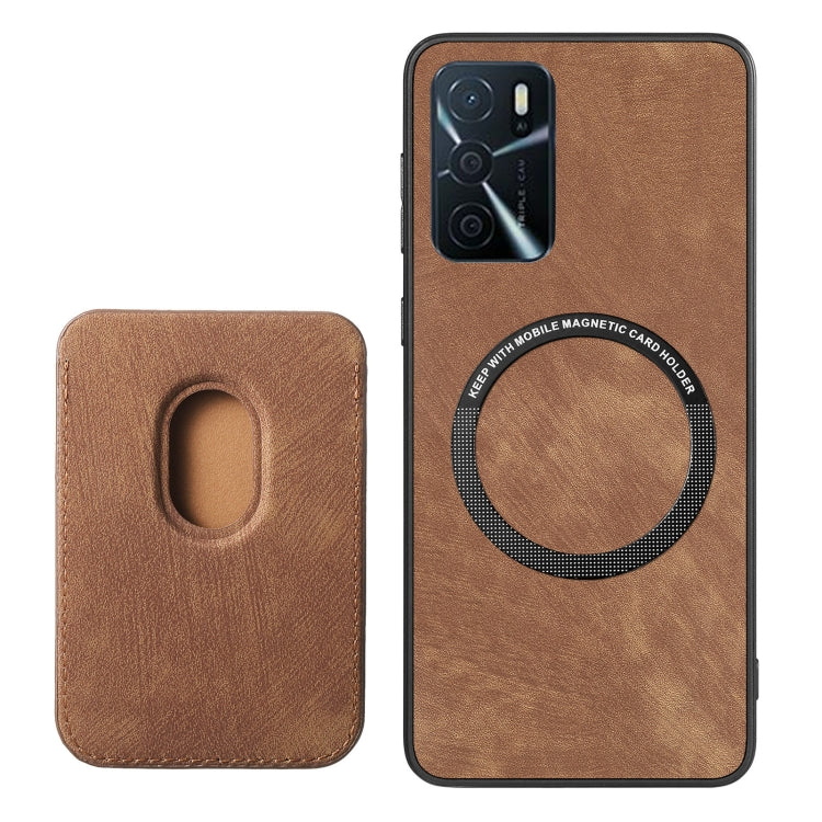 For OPPO A15 Retro Leather Card Bag Magnetic Phone Case(Brown) - OPPO Cases by PMC TechLife | Online Shopping South Africa | PMC TechLife | Buy Now Pay Later Mobicred