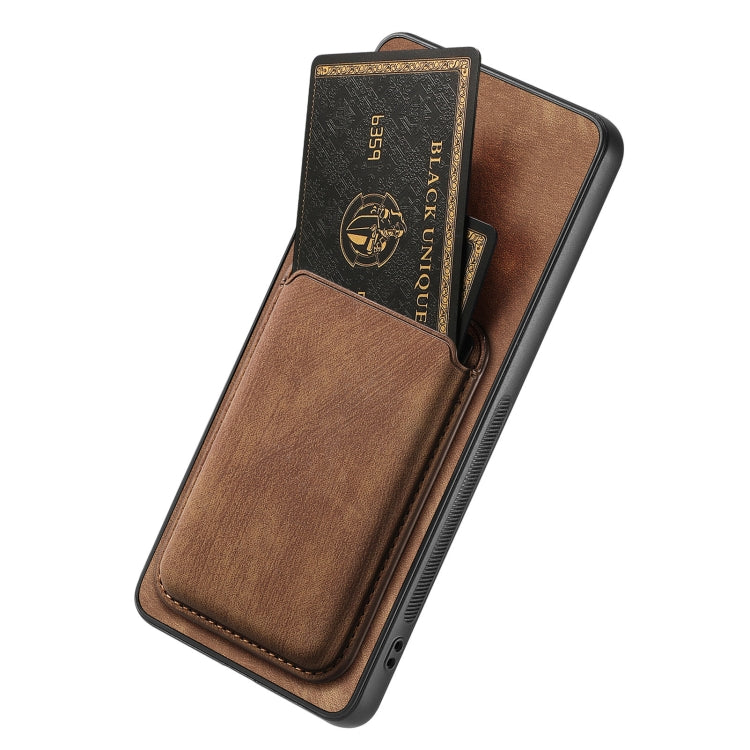 For OPPO A15 Retro Leather Card Bag Magnetic Phone Case(Brown) - OPPO Cases by PMC TechLife | Online Shopping South Africa | PMC TechLife | Buy Now Pay Later Mobicred