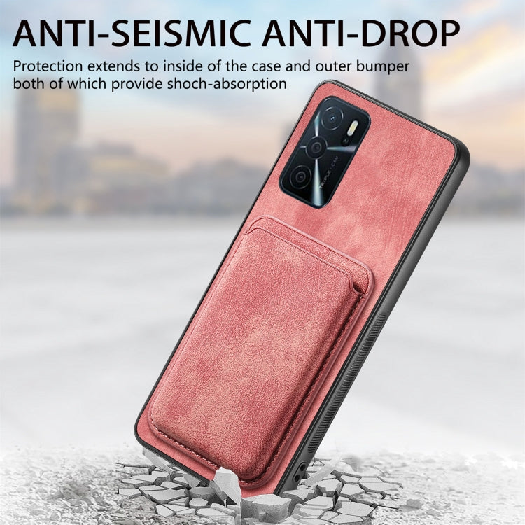 For OPPO A15 Retro Leather Card Bag Magnetic Phone Case(Pink) - OPPO Cases by PMC TechLife | Online Shopping South Africa | PMC TechLife | Buy Now Pay Later Mobicred