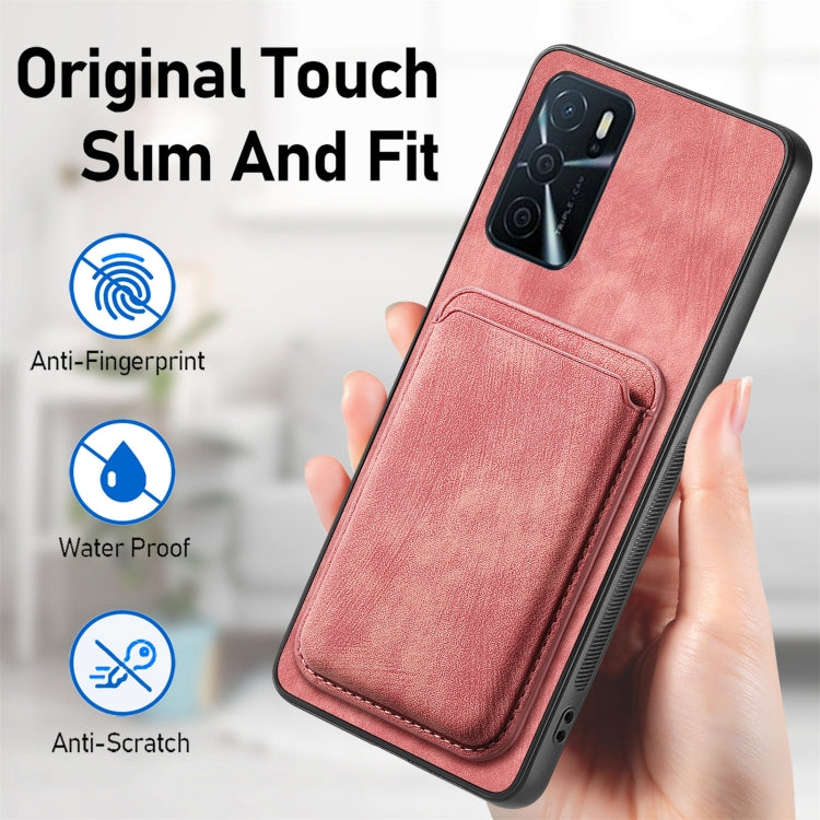 For OPPO A15 Retro Leather Card Bag Magnetic Phone Case(Pink) - OPPO Cases by PMC TechLife | Online Shopping South Africa | PMC TechLife | Buy Now Pay Later Mobicred