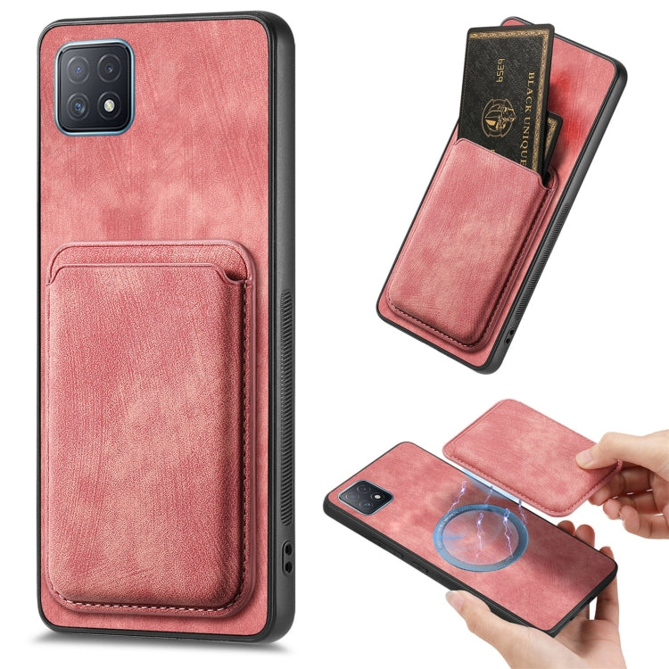 For OPPO A72 5G Retro Leather Card Bag Magnetic Phone Case(Pink) - OPPO Cases by PMC TechLife | Online Shopping South Africa | PMC TechLife | Buy Now Pay Later Mobicred