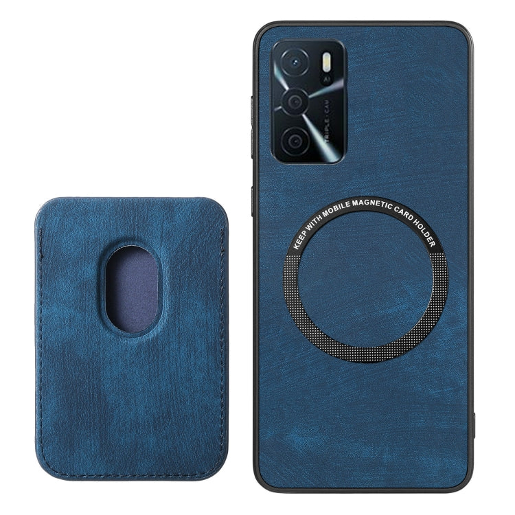 For OPPO A5 Retro Leather Card Bag Magnetic Phone Case(Blue) - OPPO Cases by PMC Jewellery | Online Shopping South Africa | PMC Jewellery | Buy Now Pay Later Mobicred