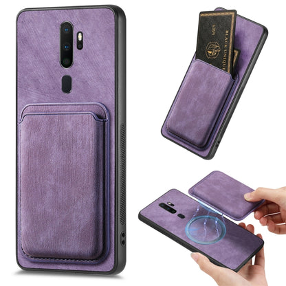 For OPPO A5 Retro Leather Card Bag Magnetic Phone Case(Purple) - OPPO Cases by PMC Jewellery | Online Shopping South Africa | PMC Jewellery | Buy Now Pay Later Mobicred