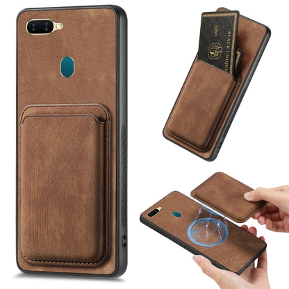 For OPPO A7/A12 Retro Leather Card Bag Magnetic Phone Case(Brown) - OPPO Cases by PMC Jewellery | Online Shopping South Africa | PMC Jewellery | Buy Now Pay Later Mobicred