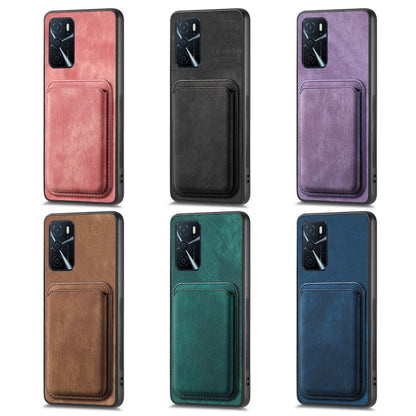 For OPPO A57 4G Retro Leather Card Bag Magnetic Phone Case(Purple) - OPPO Cases by PMC Jewellery | Online Shopping South Africa | PMC Jewellery | Buy Now Pay Later Mobicred