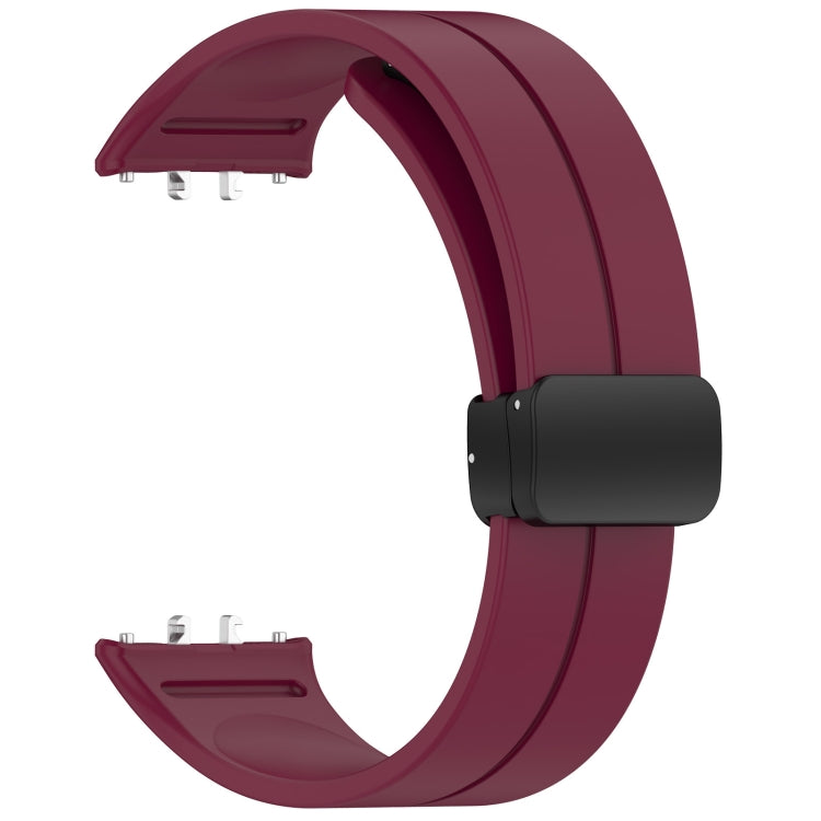 For Samsung Galaxy Fit 3 SM-R390 Magnetic Folding Buckle Silicone Watch Band(Wine Red) - Watch Bands by PMC Jewellery | Online Shopping South Africa | PMC Jewellery