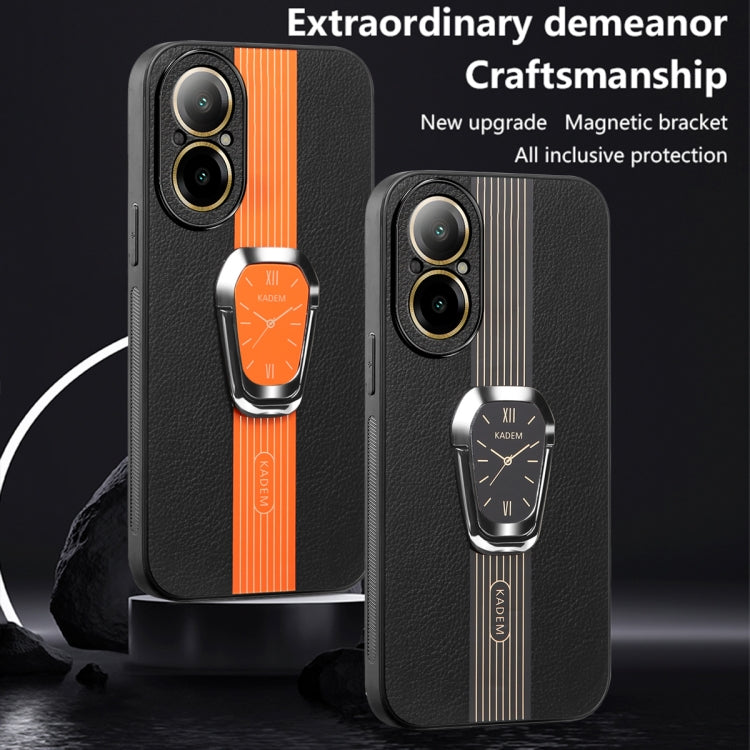 For Realme C67 4G Magnetic Litchi Leather Back Phone Case with Holder(Orange) - Realme Cases by PMC TechLife | Online Shopping South Africa | PMC TechLife | Buy Now Pay Later Mobicred