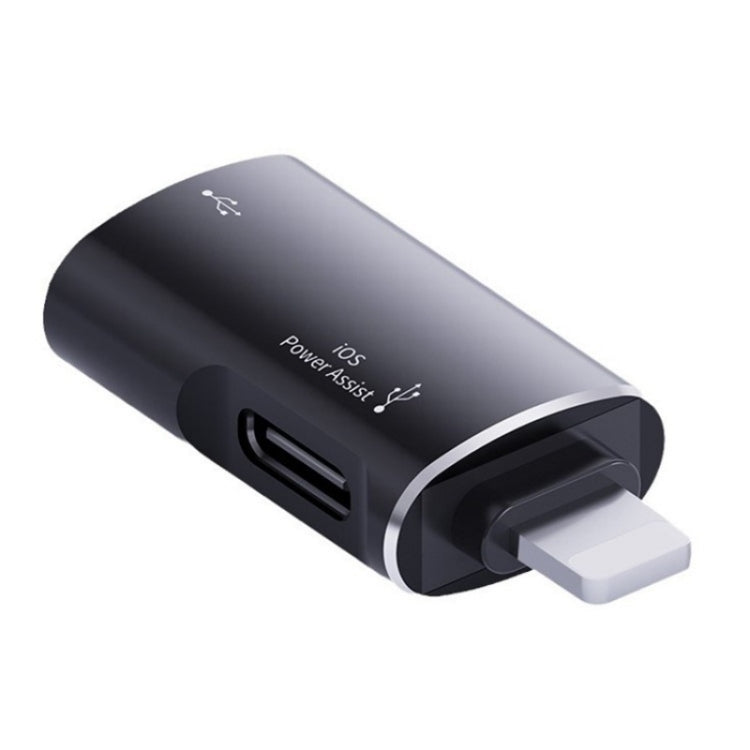 JS-103 8 Pin Male to USB+Type-C Female OTG Adapter(Black) - Converter & Adapter by PMC Jewellery | Online Shopping South Africa | PMC Jewellery | Buy Now Pay Later Mobicred