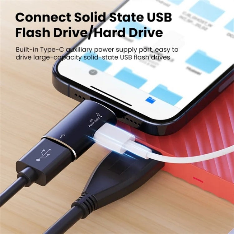 JS-103 8 Pin Male to USB+Type-C Female OTG Adapter(Silver) - Converter & Adapter by PMC TechLife | Online Shopping South Africa | PMC TechLife