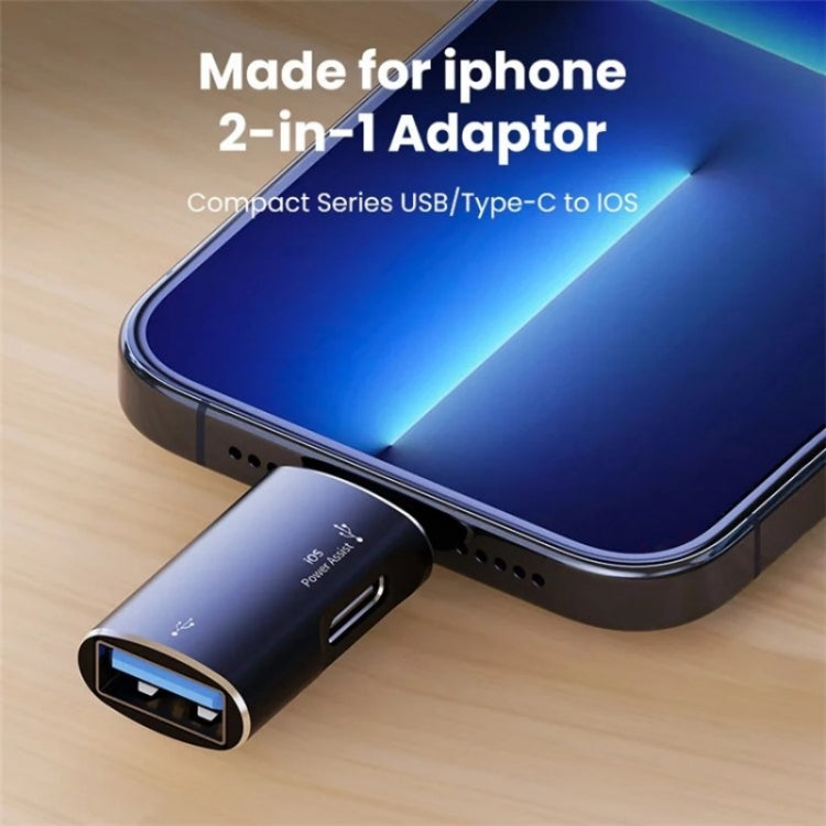 JS-103 8 Pin Male to USB+Type-C Female OTG Adapter(Silver) - Converter & Adapter by PMC TechLife | Online Shopping South Africa | PMC TechLife