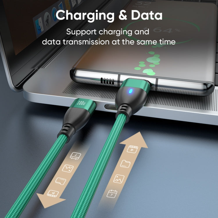 ENKAY 3 in 1 PD100W Type-C to Type-C / 8 Pin / Micro USB Magnetic Fast Charging Cable, Cable Length:1m(Green) - free shipping - PMC Jewellery - Order now!