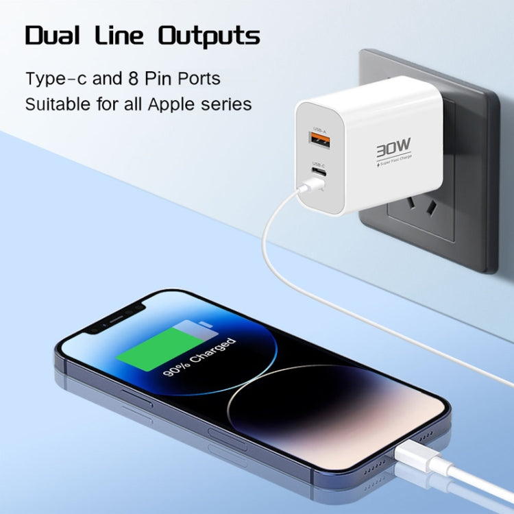 PD30W USB-C / Type-C + 8 Pin + USB-A Reverse Charger Suitable for iPhone Series(UK Plug) - free shipping - PMC Jewellery - Order now!