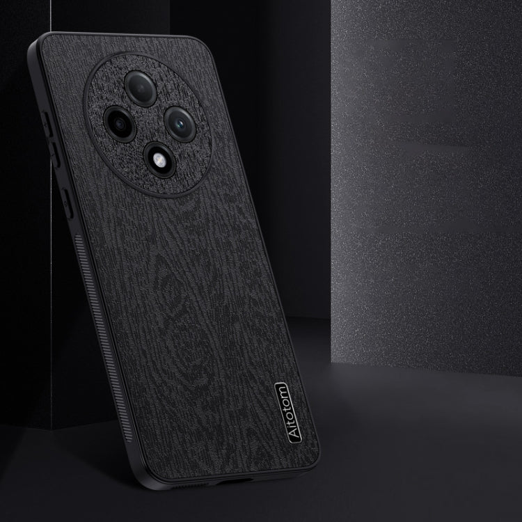 For OPPO A3 Pro Tree Bark Leather Shockproof Phone Case(Black) - OPPO Cases by PMC TechLife | Online Shopping South Africa | PMC TechLife | Buy Now Pay Later Mobicred