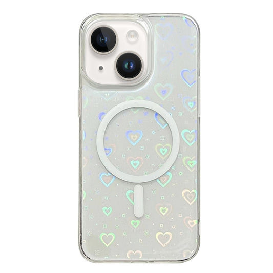 For iPhone 14 Laser Love MagSafe TPU Phone Case(Transparent) - iPhone 14 Cases by PMC Jewellery | Online Shopping South Africa | PMC Jewellery