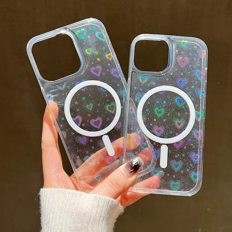 For iPhone 13 Laser Love MagSafe TPU Phone Case(Transparent) - iPhone 13 Cases by PMC TechLife | Online Shopping South Africa | PMC TechLife