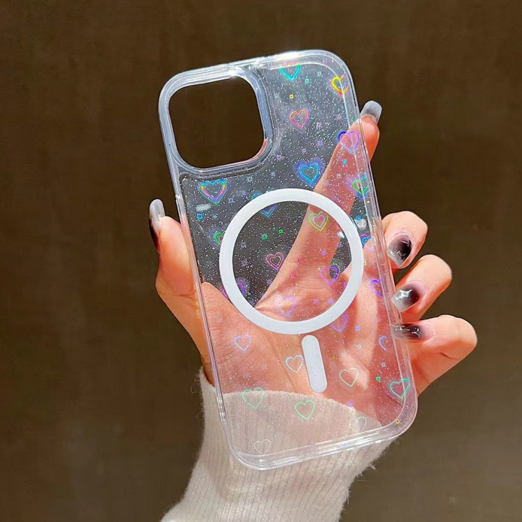 For iPhone 15 Laser Love MagSafe TPU Phone Case(Transparent) - iPhone 15 Cases by PMC TechLife | Online Shopping South Africa | PMC TechLife
