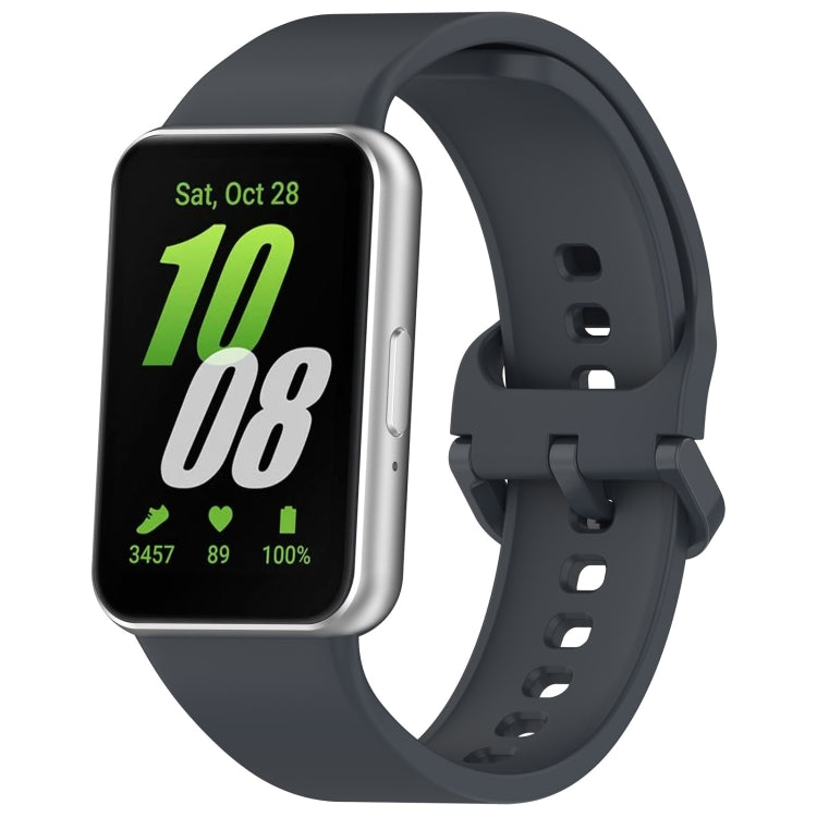 For Samsung Galaxy Fit 3 Solid Color Colorful Buckle Silicone Watch Band(Gray) - Watch Bands by PMC TechLife | Online Shopping South Africa | PMC TechLife