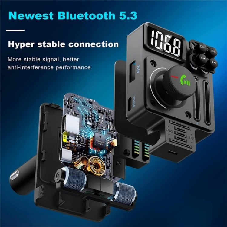MT01 Car FM Transmitter MP3 Music Player Bluetooth Adapter Type-C + USB Car Charger - Bluetooth Car Kits by PMC TechLife | Online Shopping South Africa | PMC TechLife | Buy Now Pay Later Mobicred