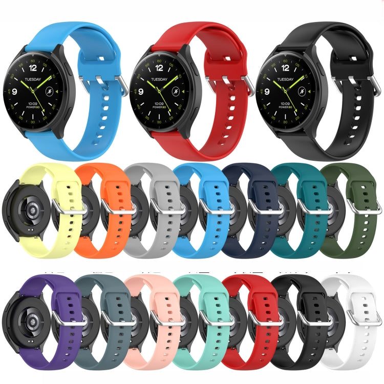 For Xiaomi Watch 2 Solid Color Metal Silver Buckle Silicone Watch Band, Size: L(Cyan) - free shipping - PMC TechLife - Order now!