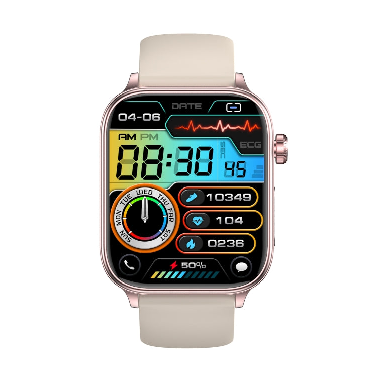 ET570 1.96 inch Color Screen Smart Watch Silicone Strap, Support Bluetooth Call / ECG(Beige) - Smart Watches by PMC TechLife | Online Shopping South Africa | PMC TechLife
