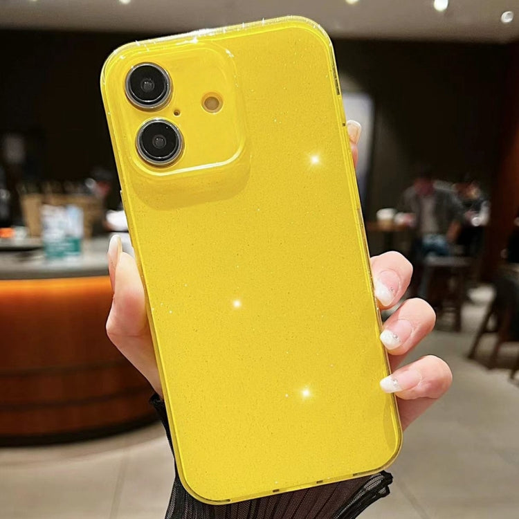 For iPhone 16 Jelly Glitter Solid Color TPU Phone Case(Yellow) - iPhone 16 Cases by PMC TechLife | Online Shopping South Africa | PMC TechLife | Buy Now Pay Later Mobicred