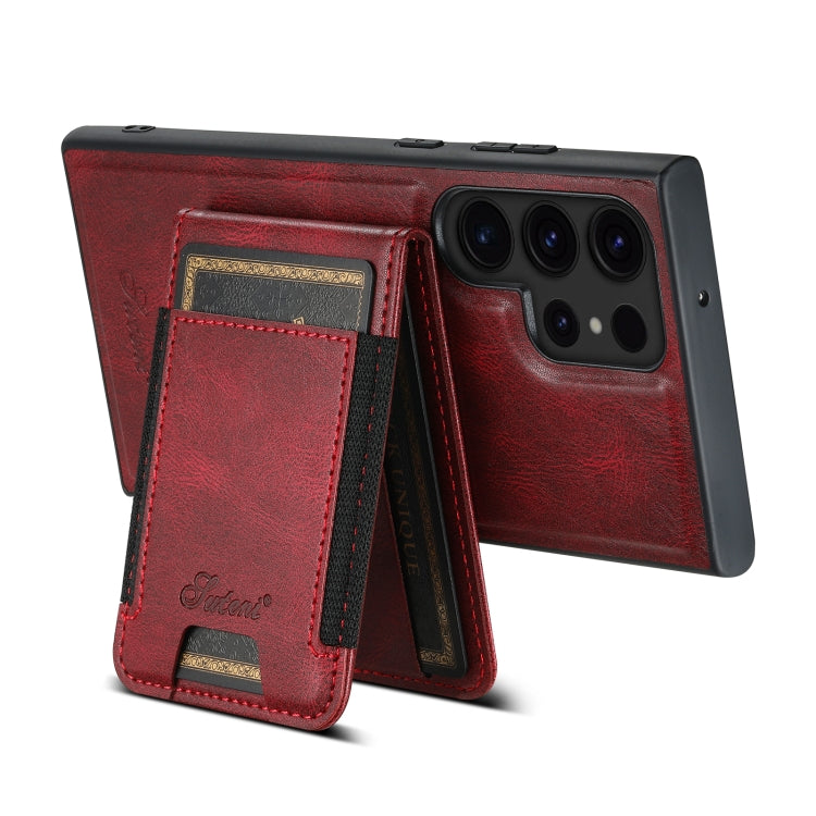 For Samsung Galaxy S22 Ultra 5G Suteni H17 Oil Eax Leather Detachable Wallet Phone Case(Red) - Galaxy S22 Ultra 5G Cases by Suteni | Online Shopping South Africa | PMC Jewellery | Buy Now Pay Later Mobicred