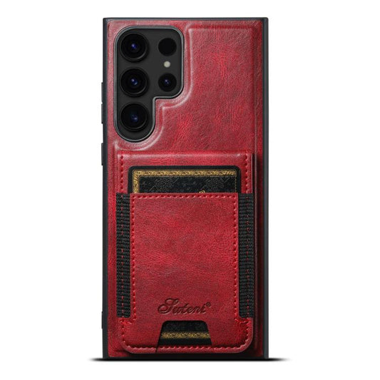 For Samsung Galaxy S25 Ultra 5G Suteni H17 Oil Eax Leather MagSafe Detachable Wallet Phone Case(Red) - Galaxy Note20 Cases by Suteni | Online Shopping South Africa | PMC Jewellery | Buy Now Pay Later Mobicred