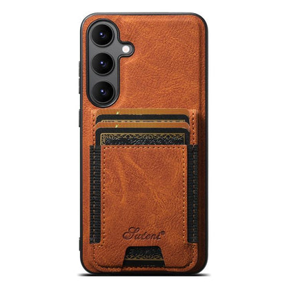 For Samsung Galaxy S25+ 5G Suteni H17 Litchi Texture Leather MagSafe Detachable Wallet Phone Case(Khaki) - Galaxy S25+ 5G Cases by Suteni | Online Shopping South Africa | PMC Jewellery | Buy Now Pay Later Mobicred