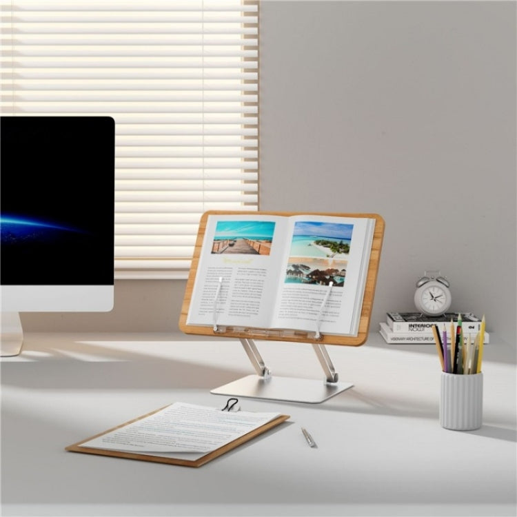 BG-4 Desktop Book Reading Bracket Aluminum Alloy +Wood Board Textbook Tablet Holder Stand - free shipping - PMC Jewellery - Order now!