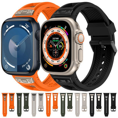 For Apple Watch SE 2022 44mm Breathable Stainless Steel Mesh TPU Watch Band(Orange Titanium) - Watch Bands by PMC Jewellery | Online Shopping South Africa | PMC Jewellery