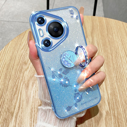 For Huawei Pura 70 Pro Gradient Glitter Immortal Flower Ring All-inclusive Phone Case(Blue) - Huawei Cases by PMC Jewellery | Online Shopping South Africa | PMC Jewellery | Buy Now Pay Later Mobicred