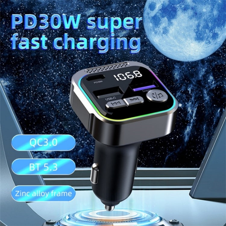 C54 PD 30W Dual USB Car Charger Alloy Car Bluetooth Adapter FM Transmitter MP3 Player - Car Charger by PMC TechLife | Online Shopping South Africa | PMC TechLife | Buy Now Pay Later Mobicred