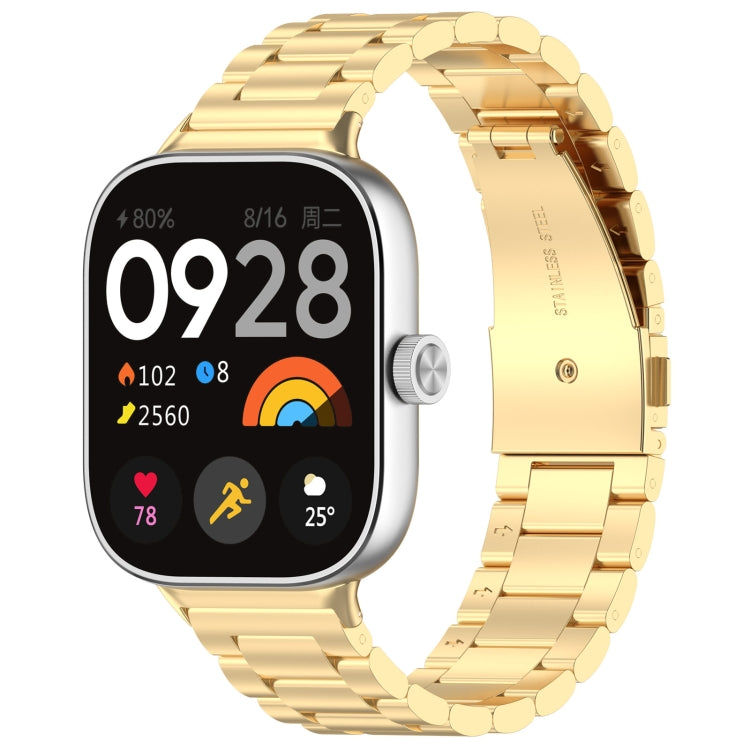 For Redmi Watch 4 Three Bead Stainless Steel Metal Watch Band(Gold) - Watch Bands by PMC TechLife | Online Shopping South Africa | PMC TechLife