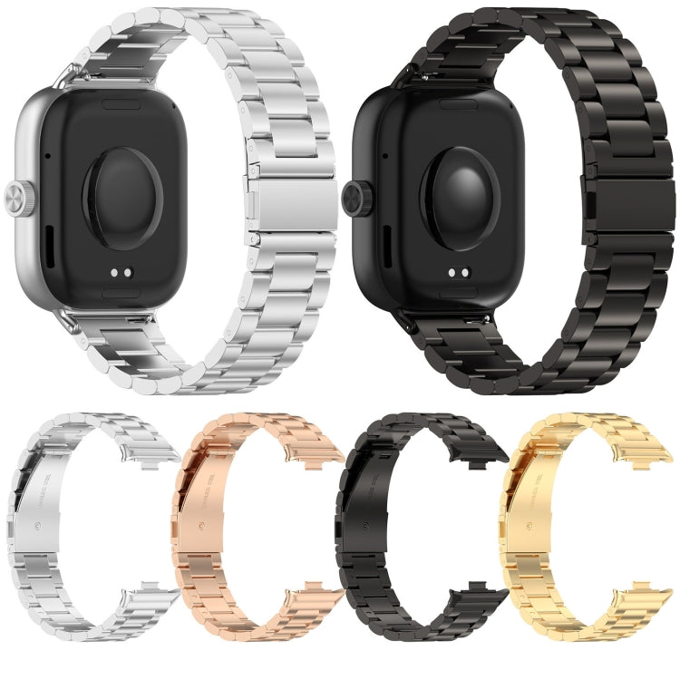 For Redmi Watch 4 / Watch 5 Three Bead Stainless Steel Metal Watch Band(Silver) - Watch Bands by PMC TechLife | Online Shopping South Africa | PMC TechLife | Buy Now Pay Later Mobicred