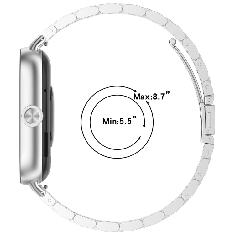 For Redmi Watch 4 / Watch 5 Three Bead Stainless Steel Metal Watch Band(Silver) - Watch Bands by PMC TechLife | Online Shopping South Africa | PMC TechLife | Buy Now Pay Later Mobicred