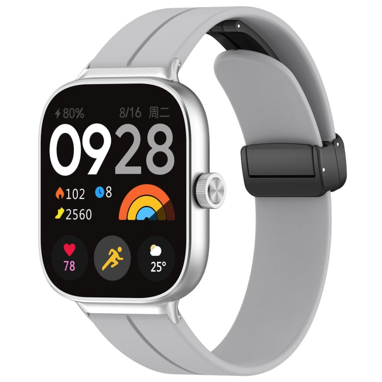 For Redmi Watch 4 Groove Folding Magnetic Buckle Silicone Watch Band(Light Gray) - Watch Bands by PMC TechLife | Online Shopping South Africa | PMC TechLife