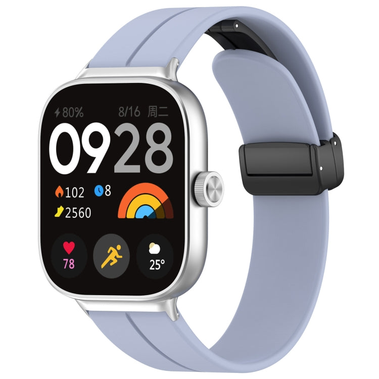 For Redmi Watch 4 Groove Folding Magnetic Buckle Silicone Watch Band(Light Blue) - Watch Bands by PMC TechLife | Online Shopping South Africa | PMC TechLife