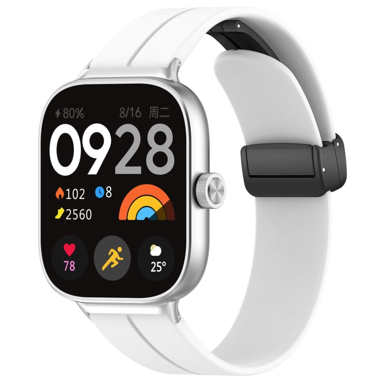 For Xiaomi  Mi Band 8 Pro Groove Folding Magnetic Buckle Silicone Watch Band(White) - Watch Bands by PMC Jewellery | Online Shopping South Africa | PMC Jewellery