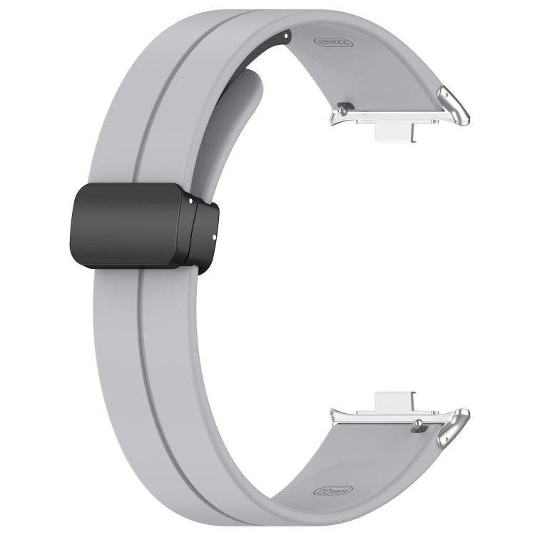 For Xiaomi  Mi Band 8 Pro Groove Folding Magnetic Buckle Silicone Watch Band(Light Gray) - Watch Bands by PMC Jewellery | Online Shopping South Africa | PMC Jewellery