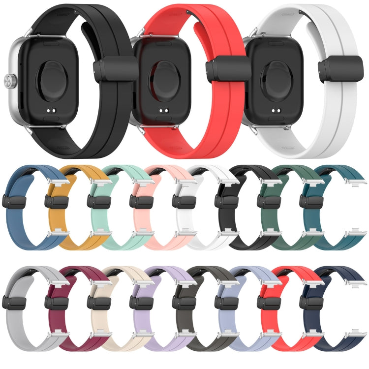 For Xiaomi  Mi Band 8 Pro Groove Folding Magnetic Buckle Silicone Watch Band(White) - Watch Bands by PMC Jewellery | Online Shopping South Africa | PMC Jewellery