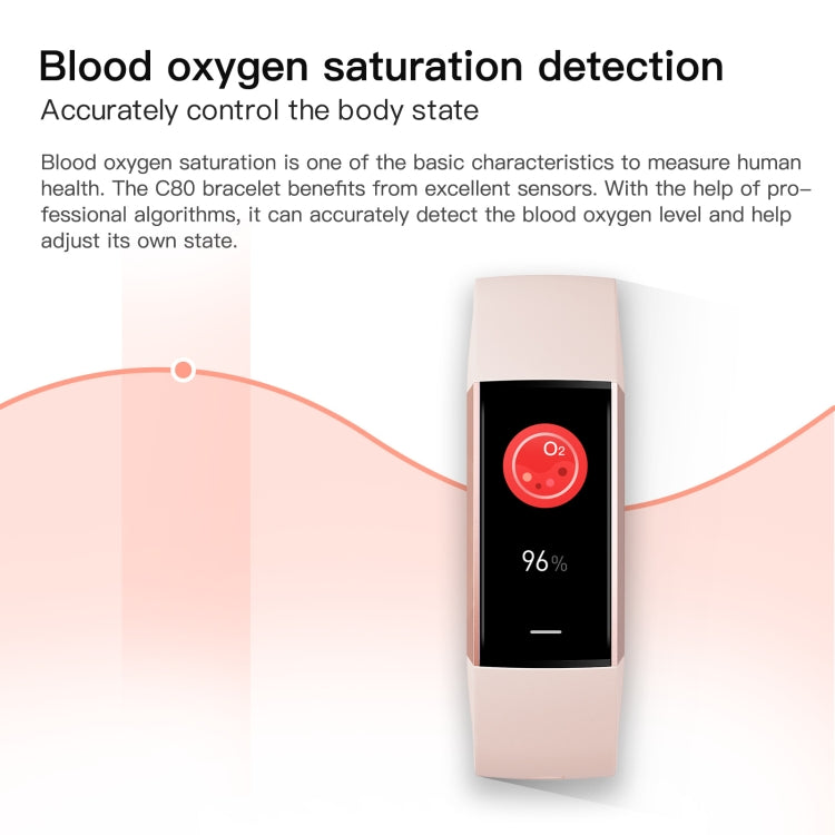 C80 IP67 Waterproof Smart Bracelet Sport Fitness Tracker(Pink) - Smart Wristbands by PMC TechLife | Online Shopping South Africa | PMC TechLife | Buy Now Pay Later Mobicred