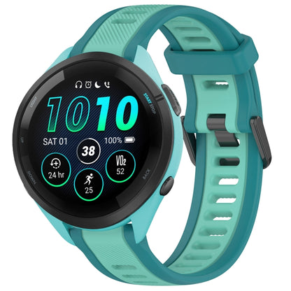 For Garmin Forerunner 265 22mm Two Color Textured Silicone Watch Band(Teal) - Watch Bands by PMC Jewellery | Online Shopping South Africa | PMC Jewellery